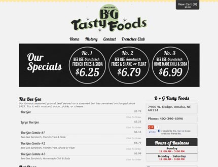 B+G Tasty Foods Website