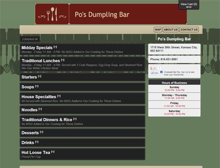 Po's Dumpling Bar Website