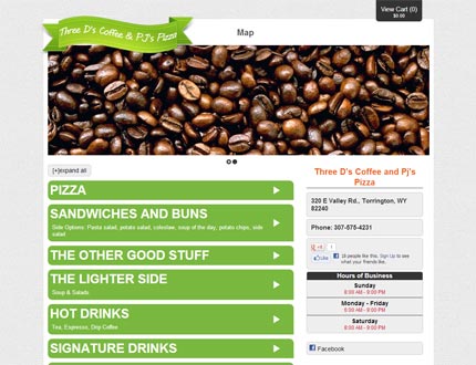 Three D's Coffee and PJ's Pizza Website